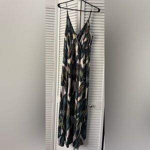 Womens Maxi Dress V Neck Floral Spaghetti Strap Dresses with Pockets. Size XL.